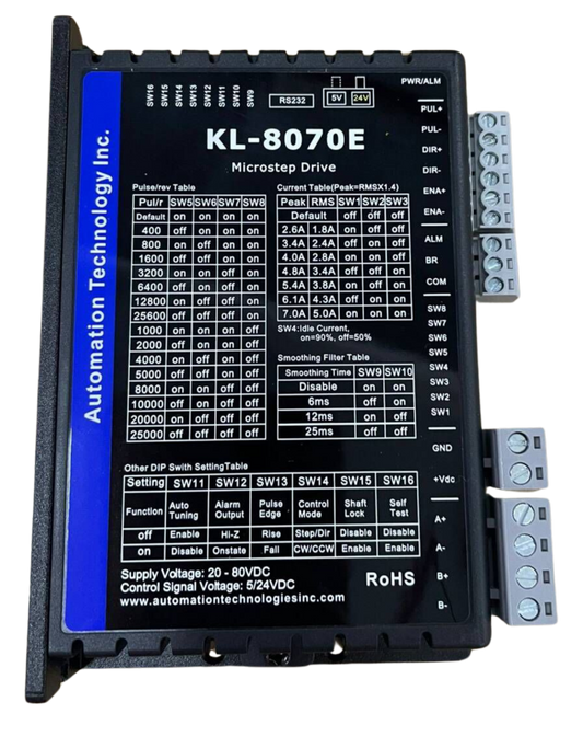 8070E Digital Bipolar Stepper Motor Driver with 32-Bit DSP, 7.0A Output, and Up to 51,200 Steps/Rev