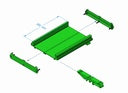 Exploded view of DIN rail support components for C82R2 CNC breakout board mounting