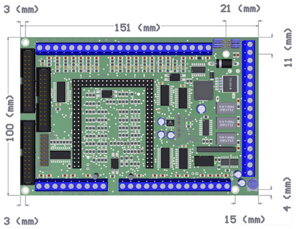 UC300ETH + C94 Ethernet CNC controller board dimension drawing in millimeters for enclosure and DIN rail mounting